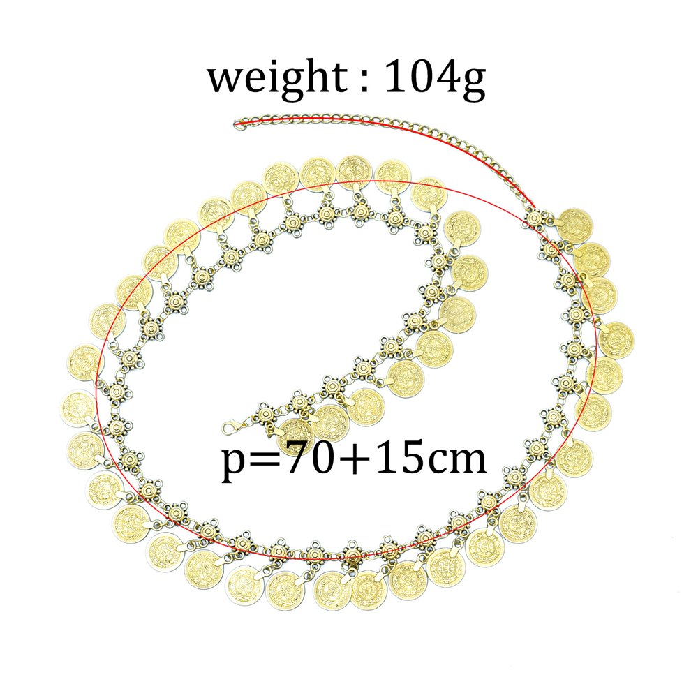 Tassel Coins Waist Chain Belt for Women Hiphop Alloy Gold Color Belly Chain Dress Body Belt Fashion Jewelry