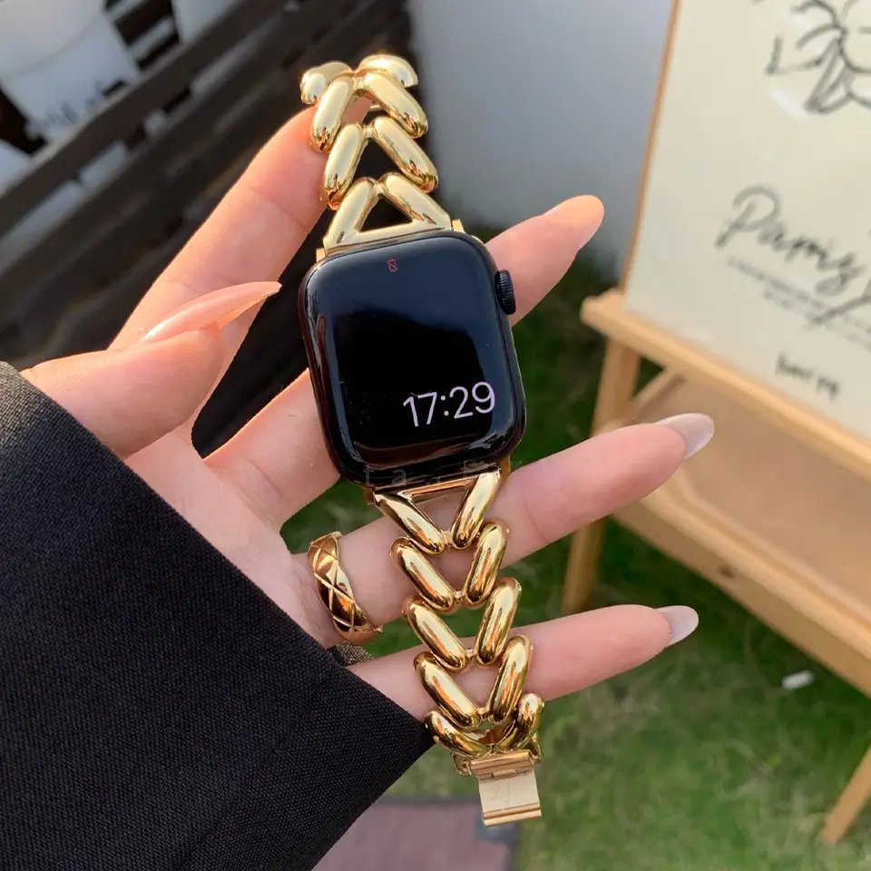 Luxury Watch Bracelet For Apple smart watch Ultra 49mm Band Designer replacement belt Gold Stainless Steel watch ultra strap