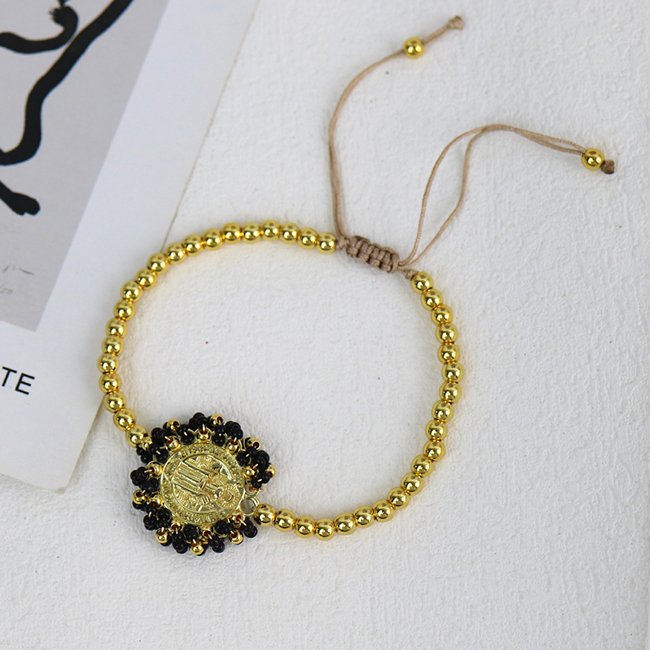18K gold plated Bohemia Vintage Color Tiny Blessings Bead Handmade accessories women Brass bracelets