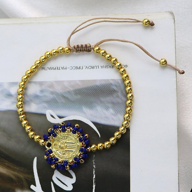18K gold plated Bohemia Vintage Color Tiny Blessings Bead Handmade accessories women Brass bracelets