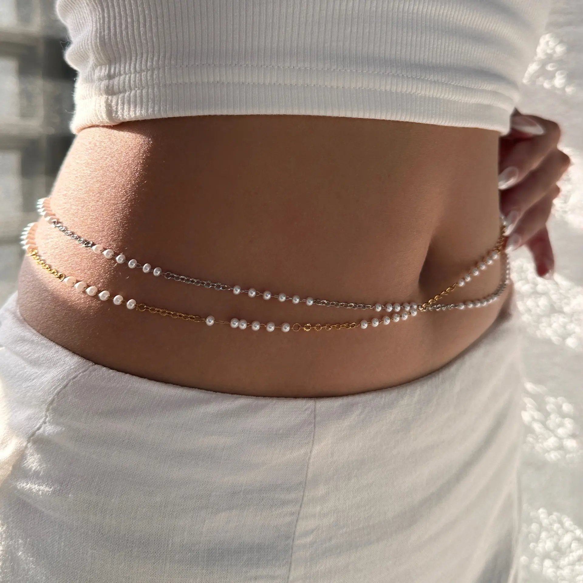 Jewelry accessories for ladies layered beads bikini body chain dress belt waist chain