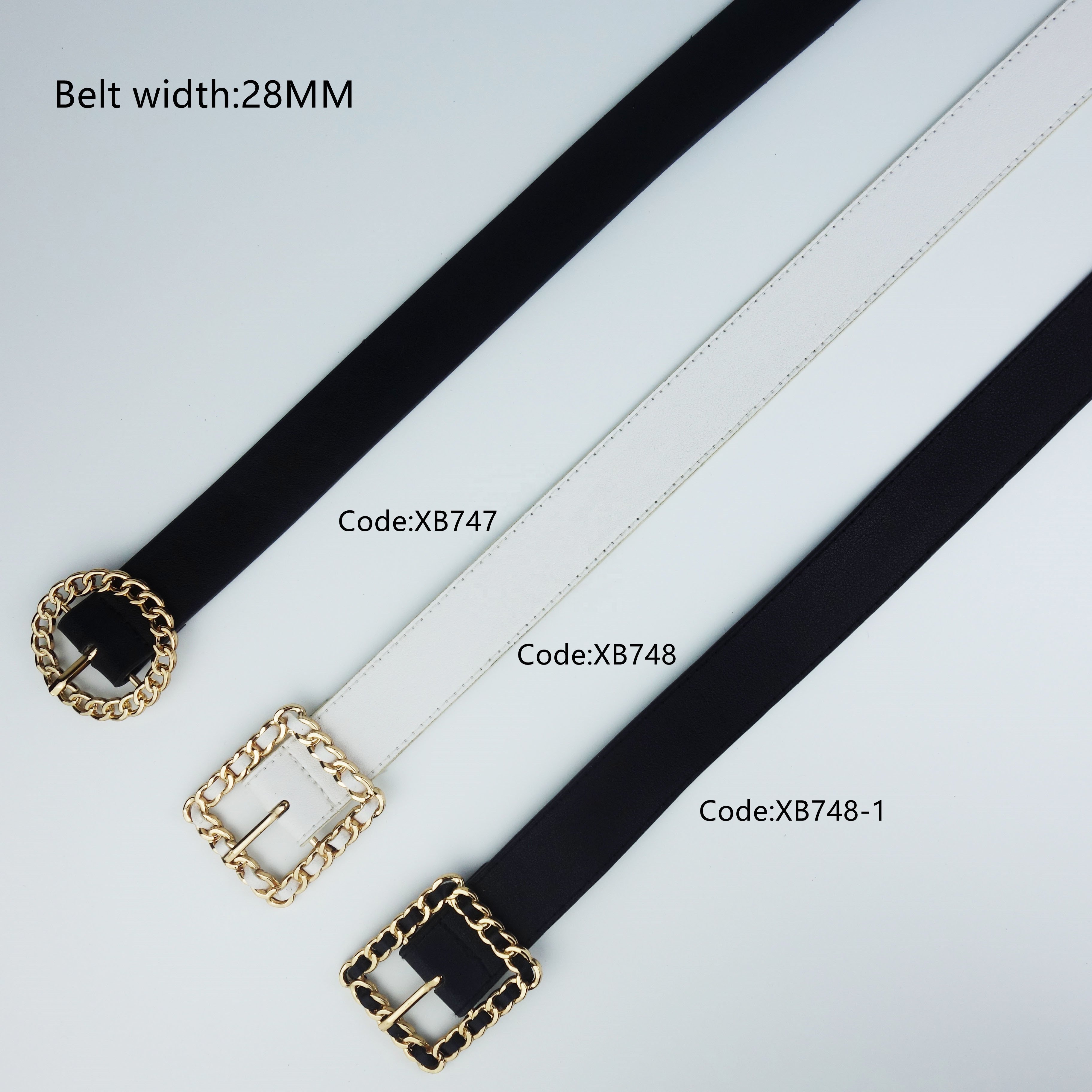 Wholesale New style customizable pu belt fashion Chain decoration buckle belt