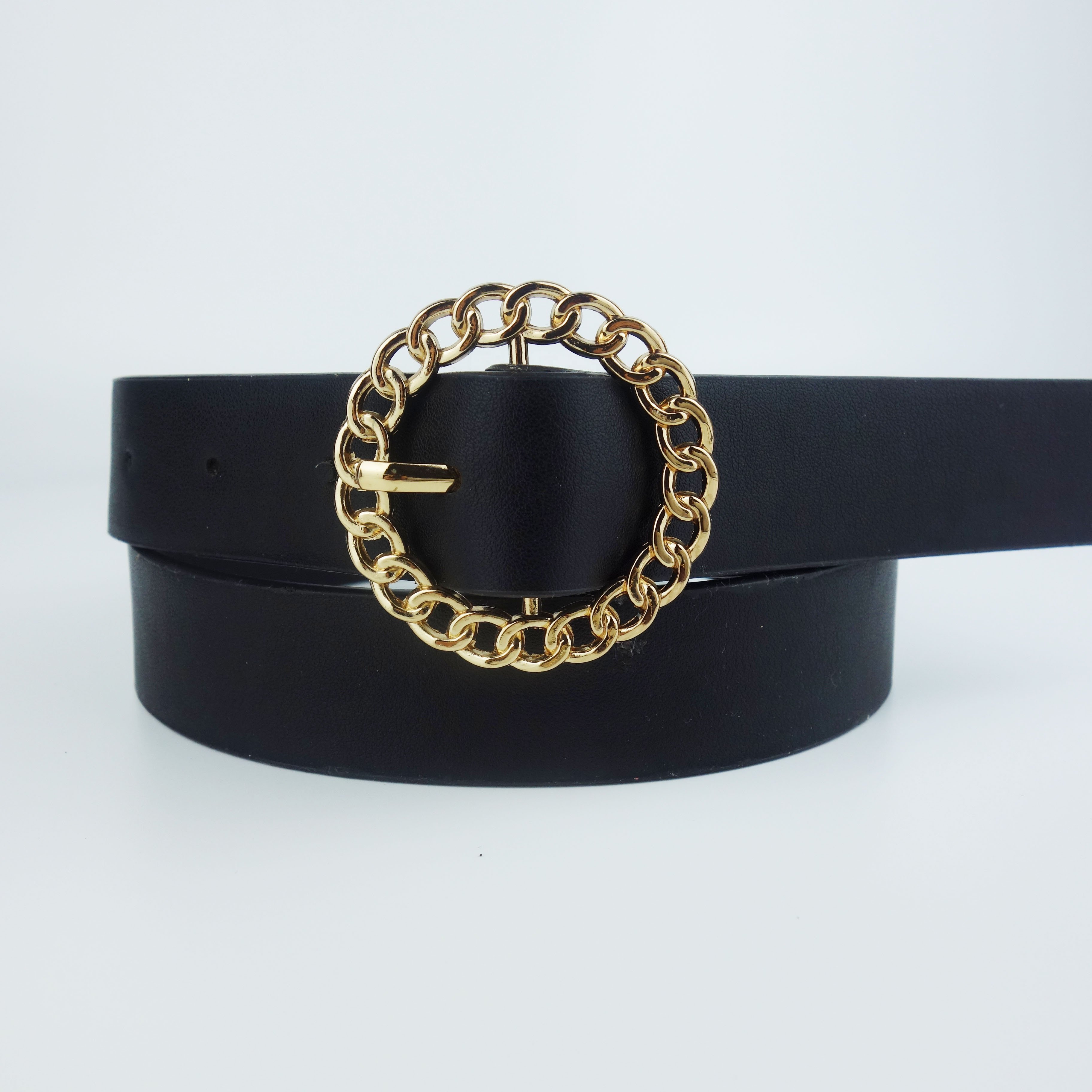 Wholesale New style customizable pu belt fashion Chain decoration buckle belt