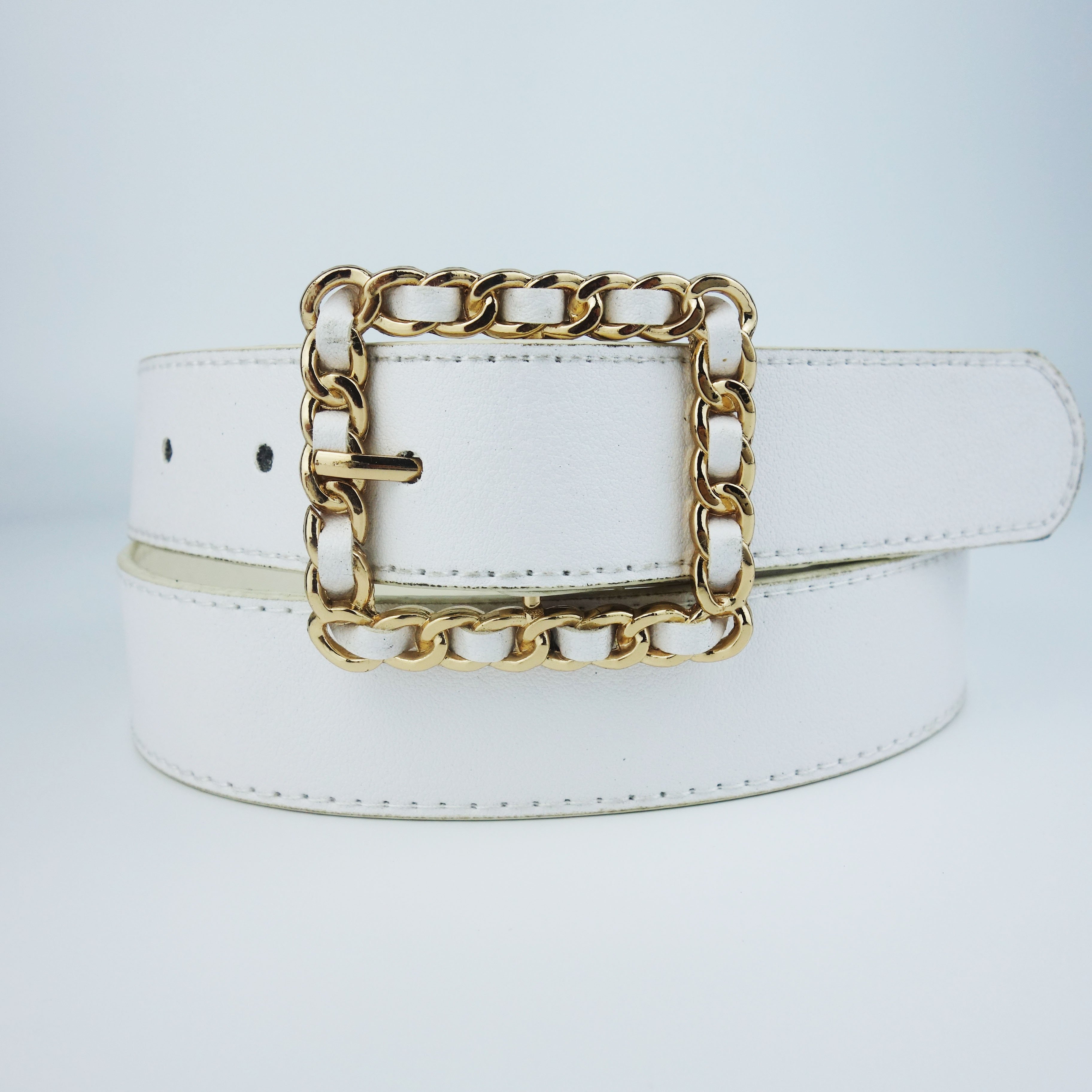 Wholesale New style customizable pu belt fashion Chain decoration buckle belt