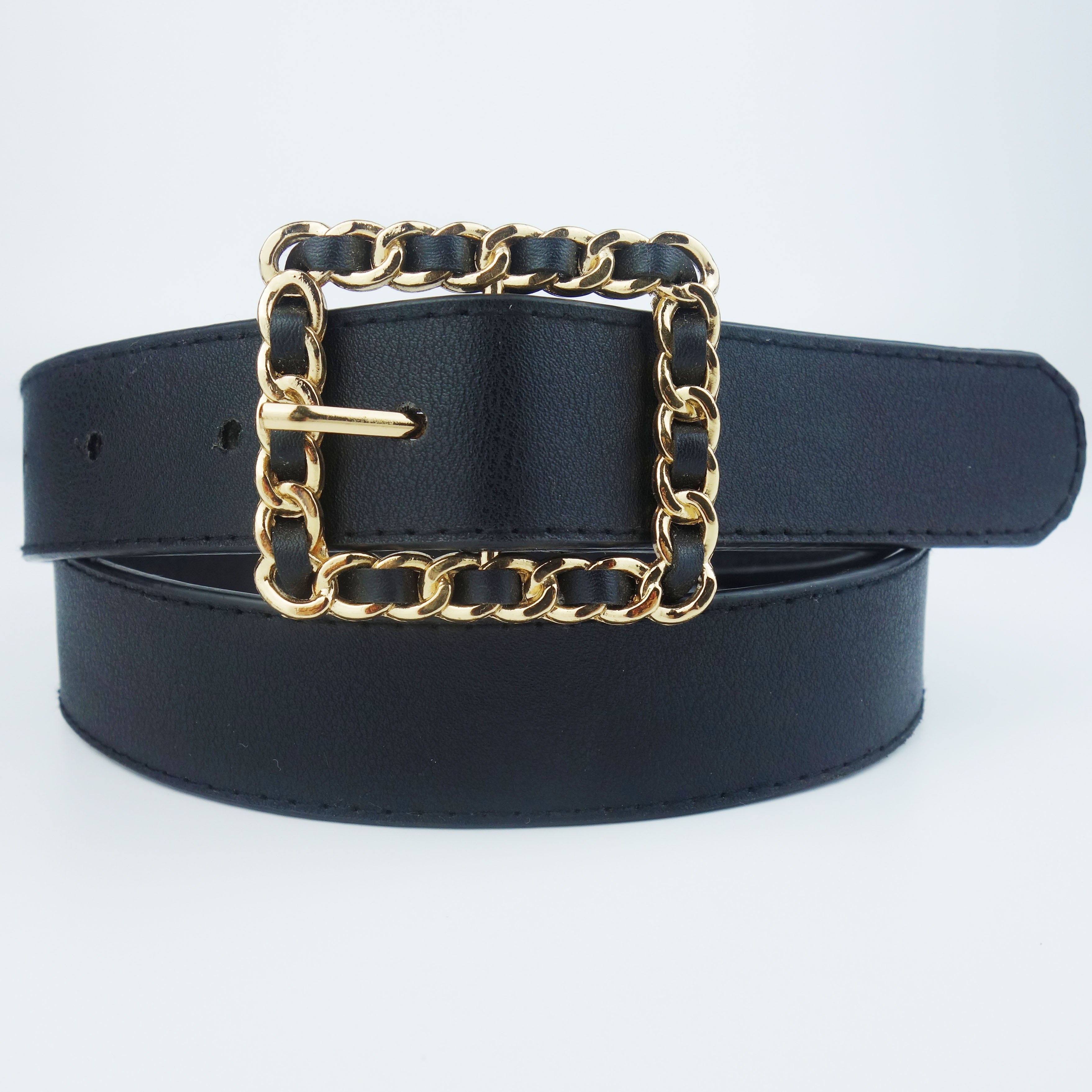 Wholesale New style customizable pu belt fashion Chain decoration buckle belt