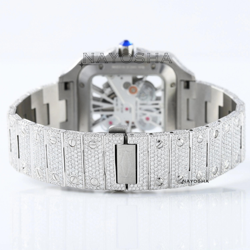 Luxury Bling 2024 New Fully Iced Out Skeleton VVS Moissanite Diamond in Stainless Steel Band Hip Hop Style Low Factory Price Men