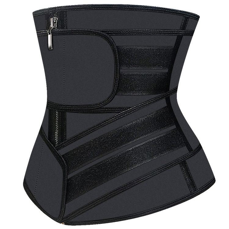 Hotsale 9 Steel boned Double Compression Belt And Zipper Women Workout Slimming Tummy Latex Waist Trainer
