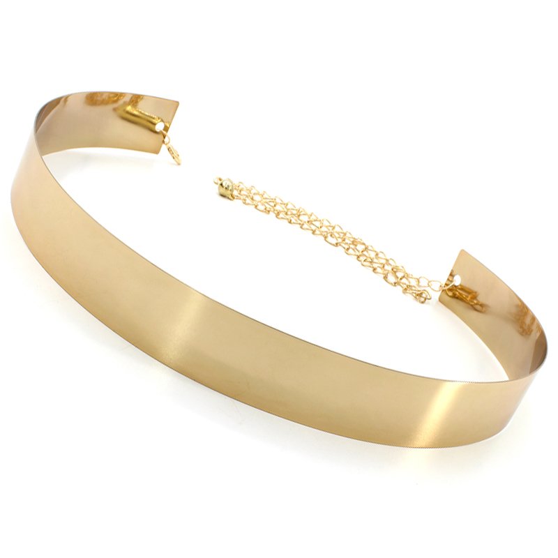 Fashion Full Metal Skinny Waist Belt Metallic Gold Wide Chains Lady adjustable Belt for dress