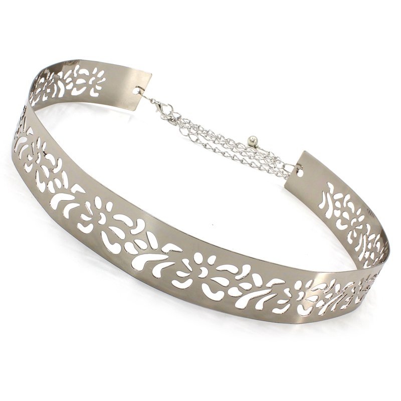 Fashion Full Metal Skinny Waist Belt Metallic Gold Wide Chains Lady adjustable Belt for dress