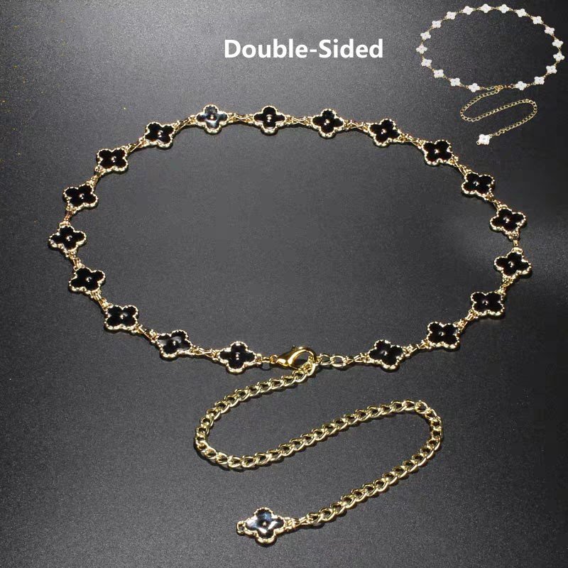 Latest Catalog Designer Belt Four Leaf Clover Chain Belts Elegant Women Pendant Adjustable Waist Chain Designer Leather Belts