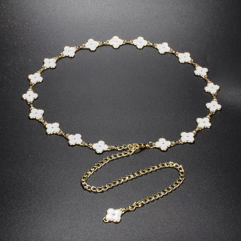 Latest Catalog Designer Belt Four Leaf Clover Chain Belts Elegant Women Pendant Adjustable Waist Chain Designer Leather Belts