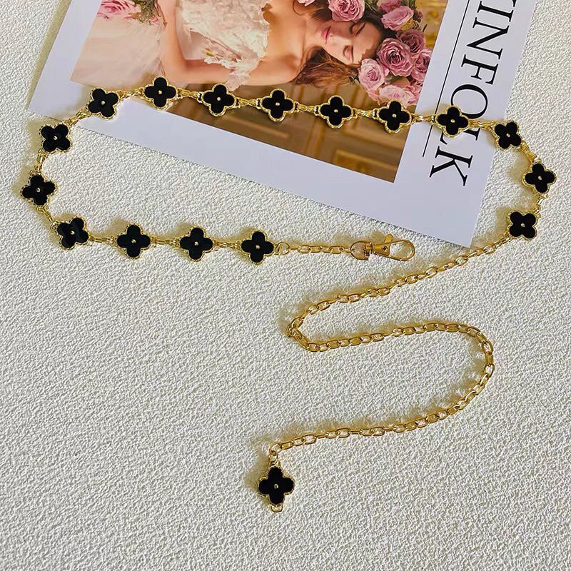 Latest Catalog Designer Belt Four Leaf Clover Chain Belts Elegant Women Pendant Adjustable Waist Chain Designer Leather Belts
