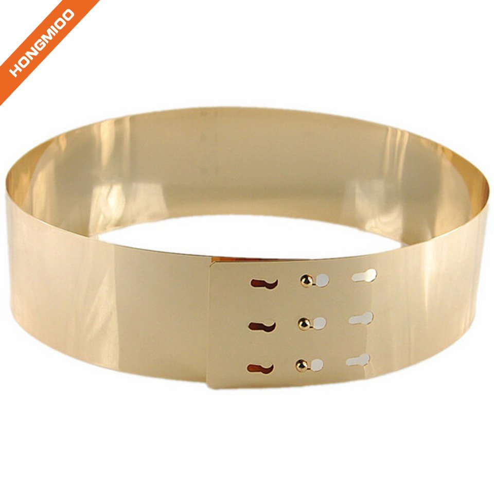 New Product Wide Gold Metal Belt Waist Chain Waistband Dress Accessory