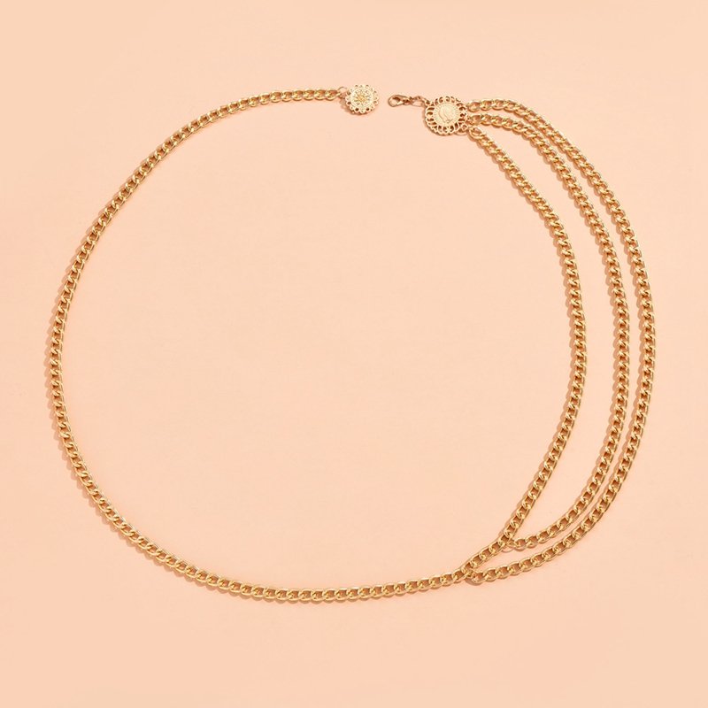 Vintage Women Gold Waist Chain Belt Simple Fashion Ladies Dress Waist Belly Chain Body Jewelry