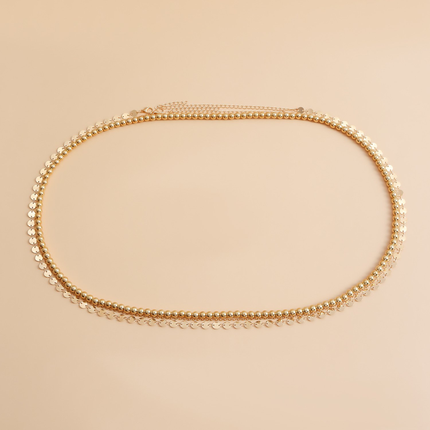 Wholesale Gold Plated Body Chain Metal Punk Geometric Round Beads Chain Belts Beach Sexy Waist Chain