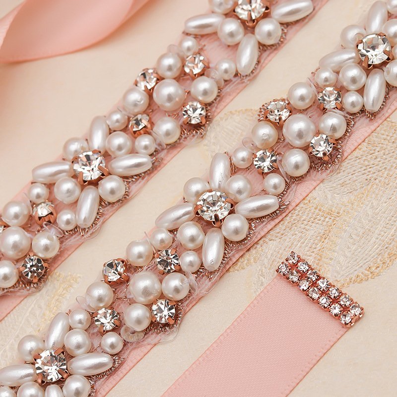 Wedding Belts Pearl Crystal Rhinestone Belt For Bridal Dress Brides Applique Sash Belt