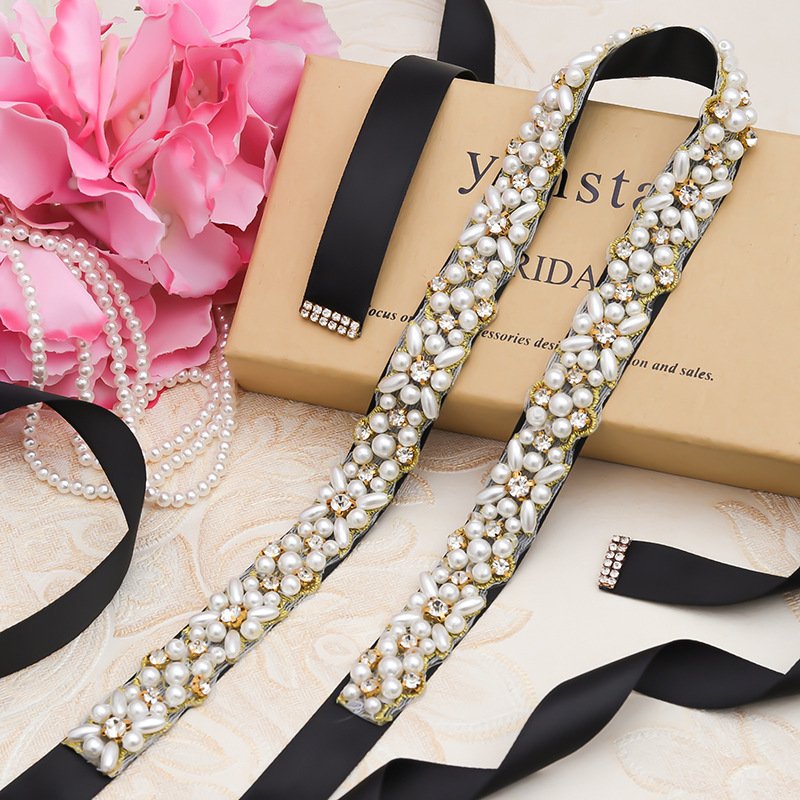 Wedding Belts Pearl Crystal Rhinestone Belt For Bridal Dress Brides Applique Sash Belt