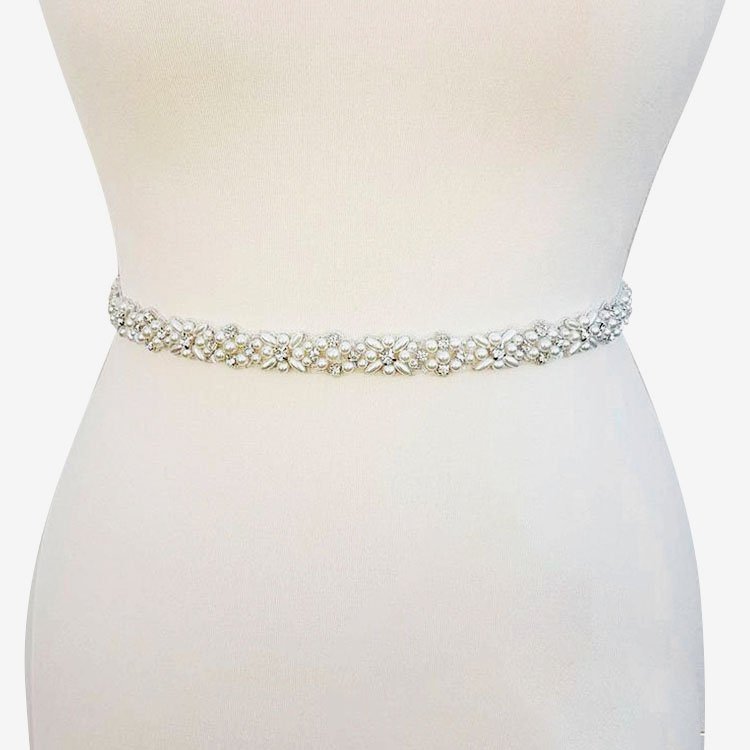 Wedding Belts Pearl Crystal Rhinestone Belt For Bridal Dress Brides Applique Sash Belt