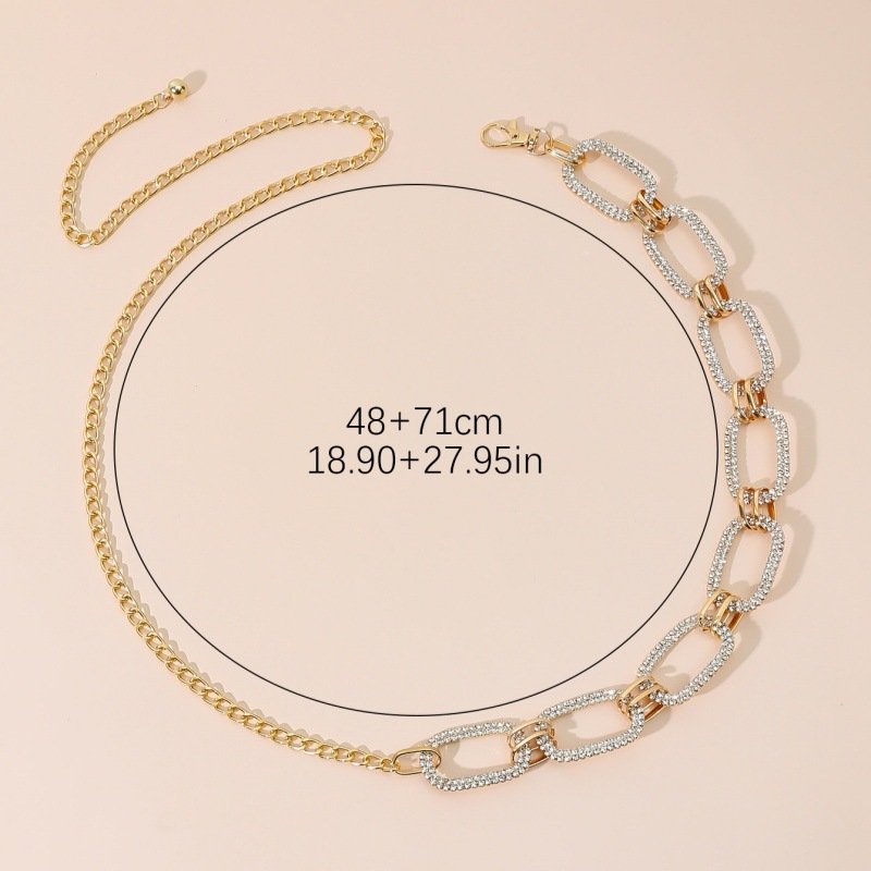 Fashion Versatile Accessories Women's Belt Chain Thin Metal Rhinestone Waist Chain Decorative Long Shirt dress