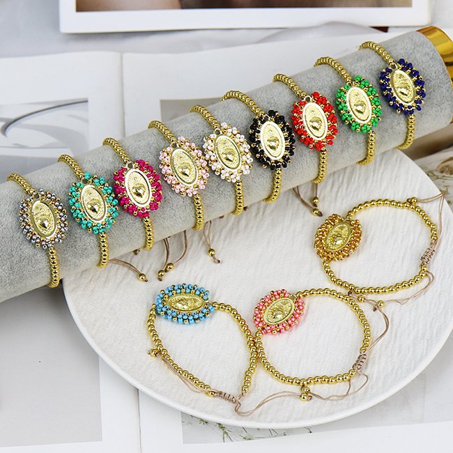 18K gold plated Bohemia Vintage Color Tiny Blessings Bead Handmade accessories women Brass bracelets