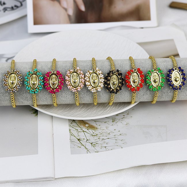 18K gold plated Bohemia Vintage Color Tiny Blessings Bead Handmade accessories women Brass bracelets