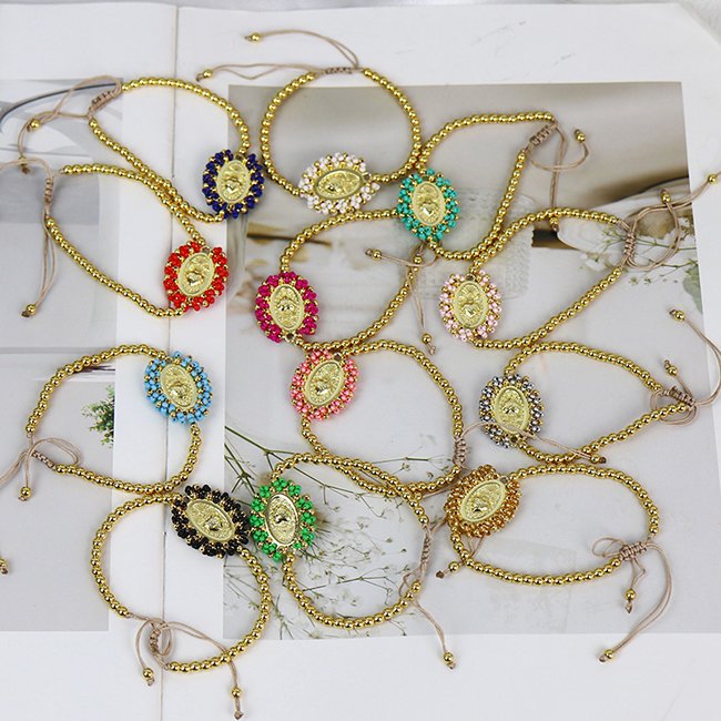 18K gold plated Bohemia Vintage Color Tiny Blessings Bead Handmade accessories women Brass bracelets