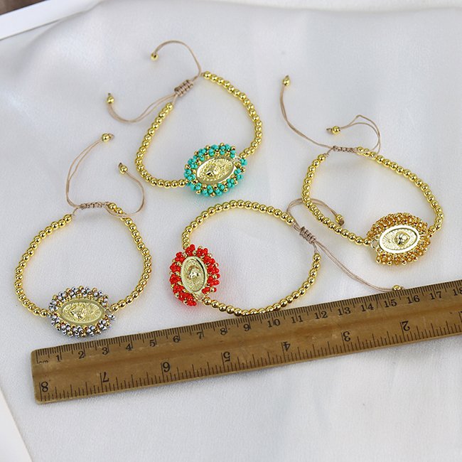 18K gold plated Bohemia Vintage Color Tiny Blessings Bead Handmade accessories women Brass bracelets