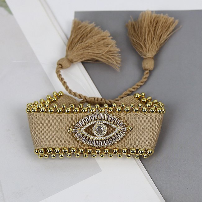 High quality 18K gold plated Bead Vintage Religious Devil Eye logo color Knit Belt accessories women Jewelry bracelets
