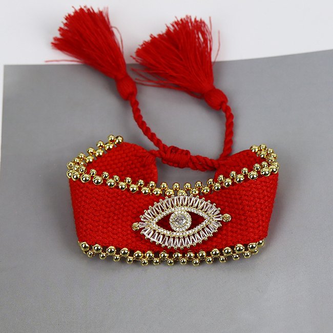 High quality 18K gold plated Bead Vintage Religious Devil Eye logo color Knit Belt accessories women Jewelry bracelets