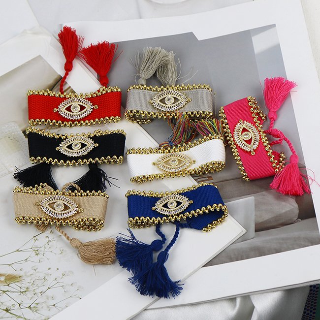 High quality 18K gold plated Bead Vintage Religious Devil Eye logo color Knit Belt accessories women Jewelry bracelets