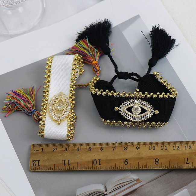 High quality 18K gold plated Bead Vintage Religious Devil Eye logo color Knit Belt accessories women Jewelry bracelets