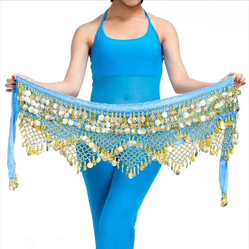 Belly Dance Belt Newest Multi-color Glass Silk Velvet Dancing Belt Scarf BellyDance Waist Chain Hip Scarf