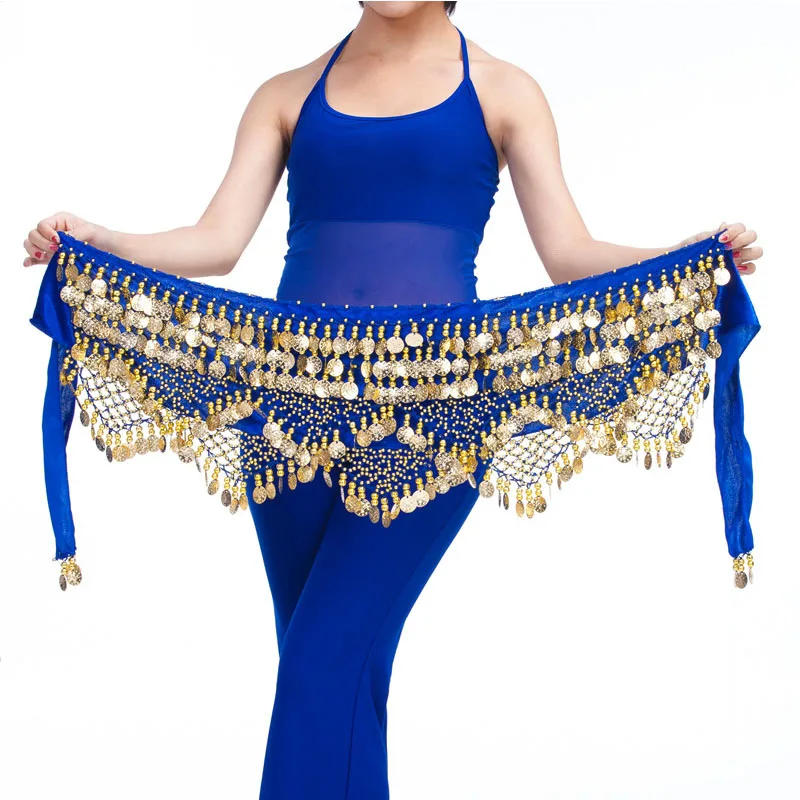Belly Dance Belt Newest Multi-color Glass Silk Velvet Dancing Belt Scarf BellyDance Waist Chain Hip Scarf