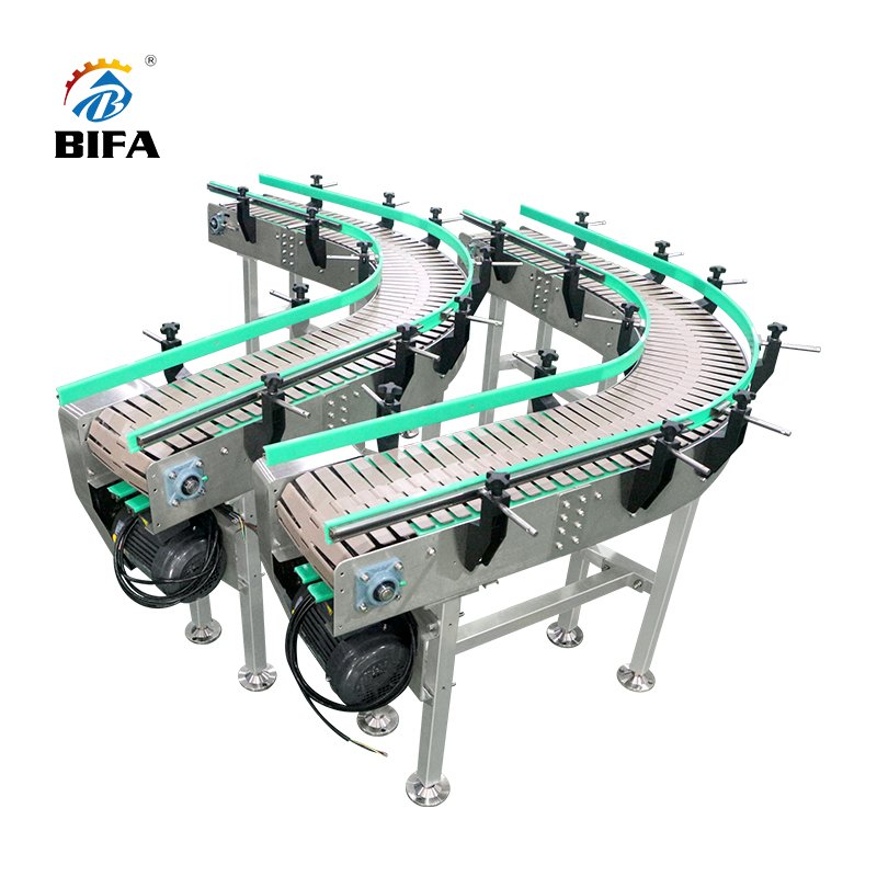 Bifa 7.5"W Inline Conveyor with Plastic Table Top Belt Cleated for Food and beverage production line