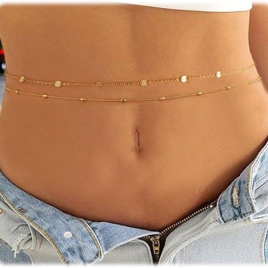Anwen Popular love beads pearl chain Stainless steel double waist chain Light luxury waist chain women sexy