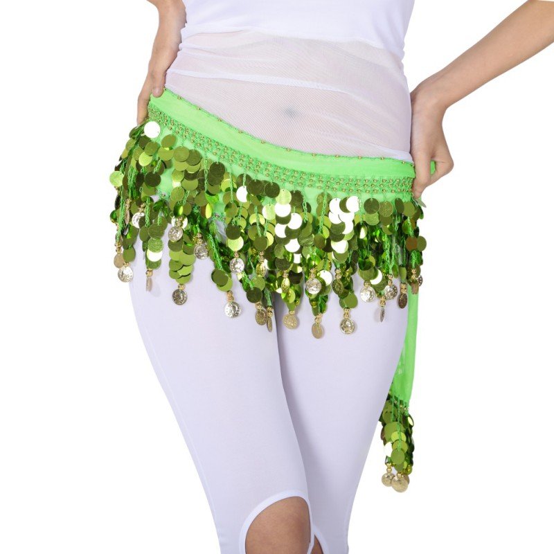 Women Belly Dance Hip Scarf with Gold Coins Oriental Indian Dance Waist Chain Fringe Tassel Belt Belly Dance Costume Accessories