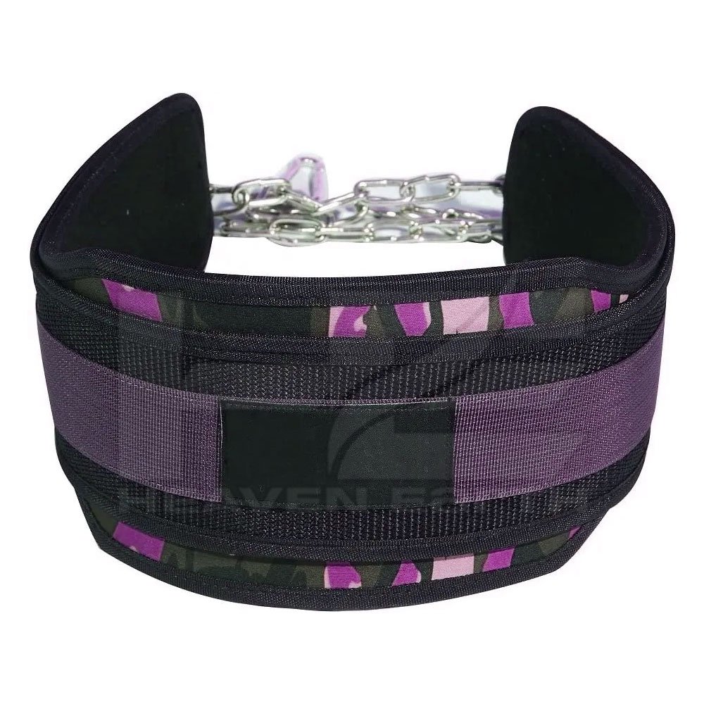 Comfortable Neoprene Waist Support Fitness Dip Belt with Chain Weightlifting Pullups Powerlifting Belt