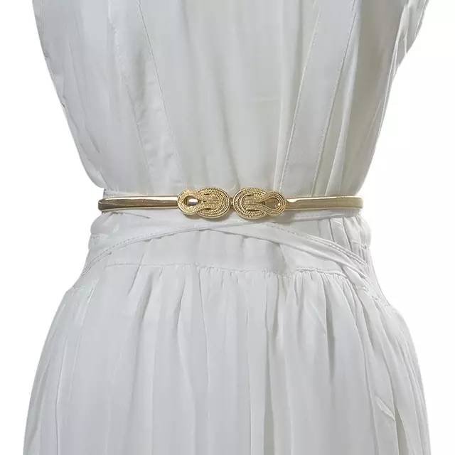 Spring metal leaf decorative belt women's fine elastic waist chain women's dress decorative belt