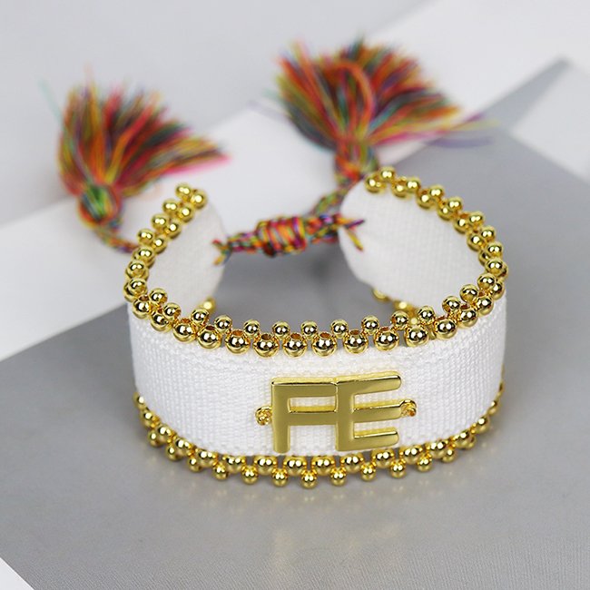 High quality 18K gold plated Bead Vintage Religious FE logo color Knit Belt accessories women Jewelry bracelets