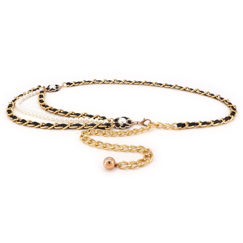 Fashion Camellia Flower Body Chain Gold Plated Weave Leather Waist Chain Women Classic Jewelry Accessories Designer Belts