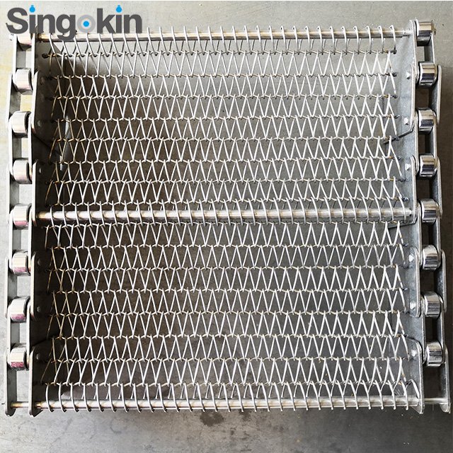 Food industry high temperature SUS304 stainless steel chain spiral wire mesh conveyor belt balance weave wire mesh belt