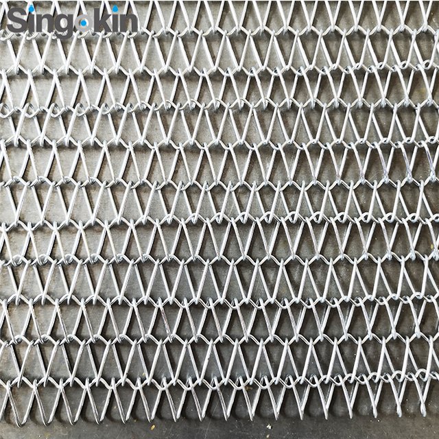 Food industry high temperature SUS304 stainless steel chain spiral wire mesh conveyor belt balance weave wire mesh belt