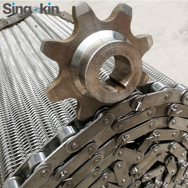 Food industry high temperature SUS304 stainless steel chain spiral wire mesh conveyor belt balance weave wire mesh belt