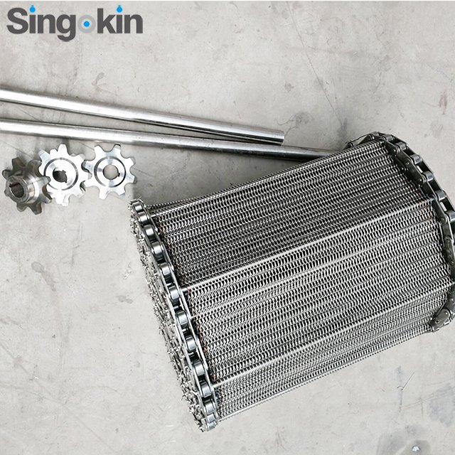 Food industry high temperature SUS304 stainless steel chain spiral wire mesh conveyor belt balance weave wire mesh belt