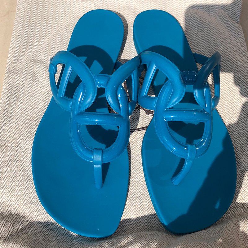 OEM Women H Chain Belt Egerie Slipper for Outdoor Brand Name Design Custom Made Lady Jelly Flip Flop Sandal