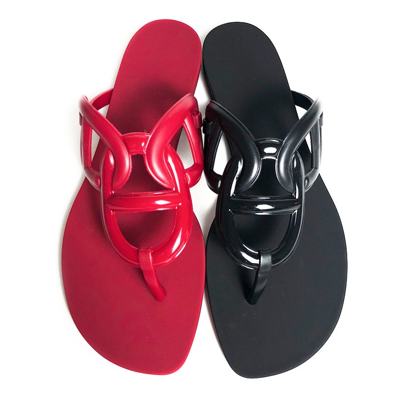 OEM Women H Chain Belt Egerie Slipper for Outdoor Brand Name Design Custom Made Lady Jelly Flip Flop Sandal