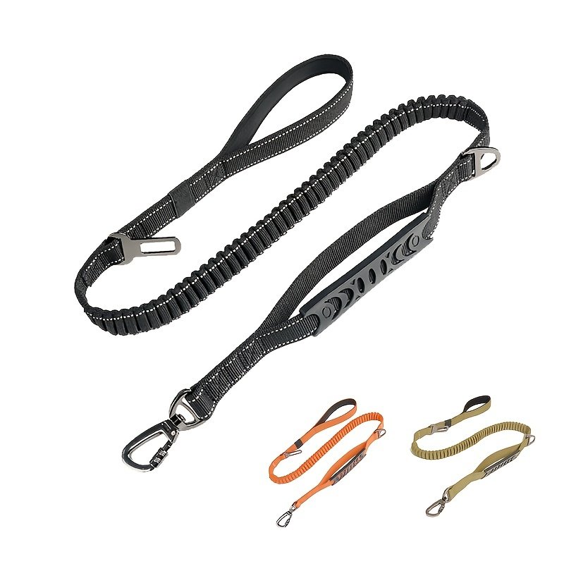 Manufacturers Oem Custom Heavy Duty Long Reflective Bungee Pet Leashes Double Handle Pet Dog Seat Belt Multifunction Dog Leash