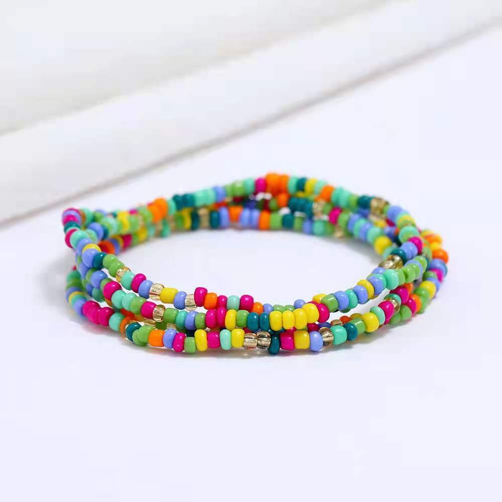 Bohemia Beach Multilayer Strand Bead Belly Chains for Women Fashion Body Chain Jewelry Elastic Waist Chain Waistband