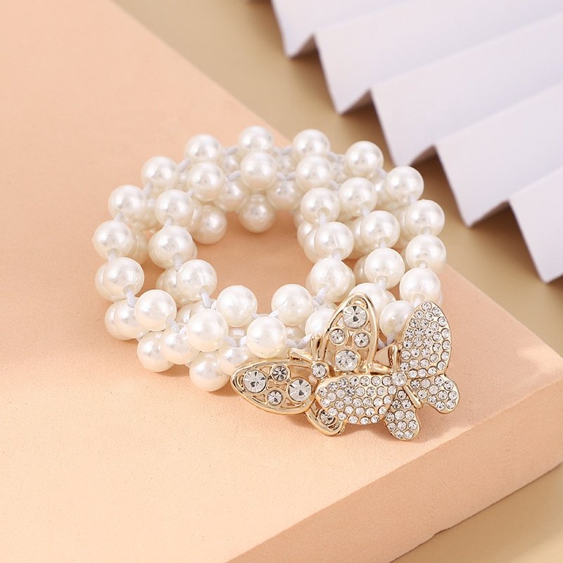 2024 women dress Elastic Pearl Slim Waist Belt Diamond Rhinestone Encrusted Buckle Skinny White Waist body Chain Belts