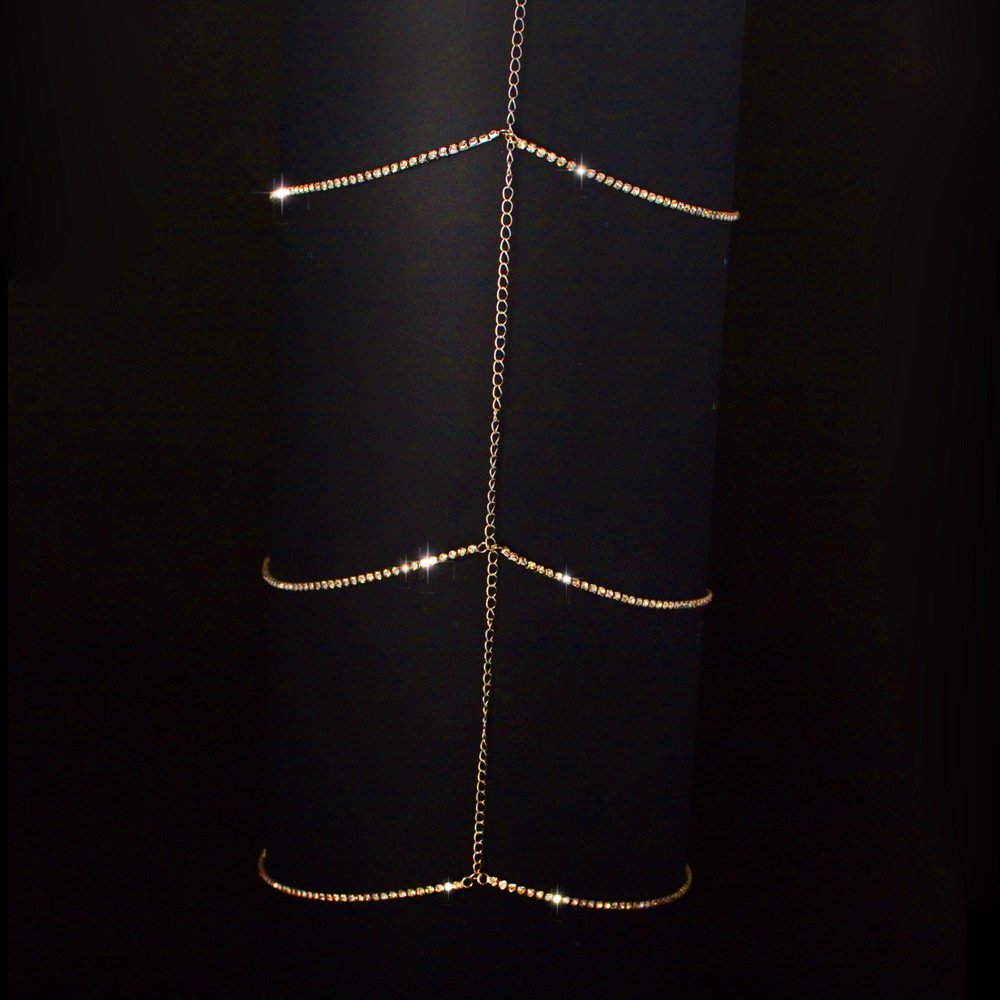 Sexy Women Shiny Rhinestone Leg Thigh Chain Body Chain 3 Layers Tassels Body Jewelry Nightclub Party Summer Beach Accessories